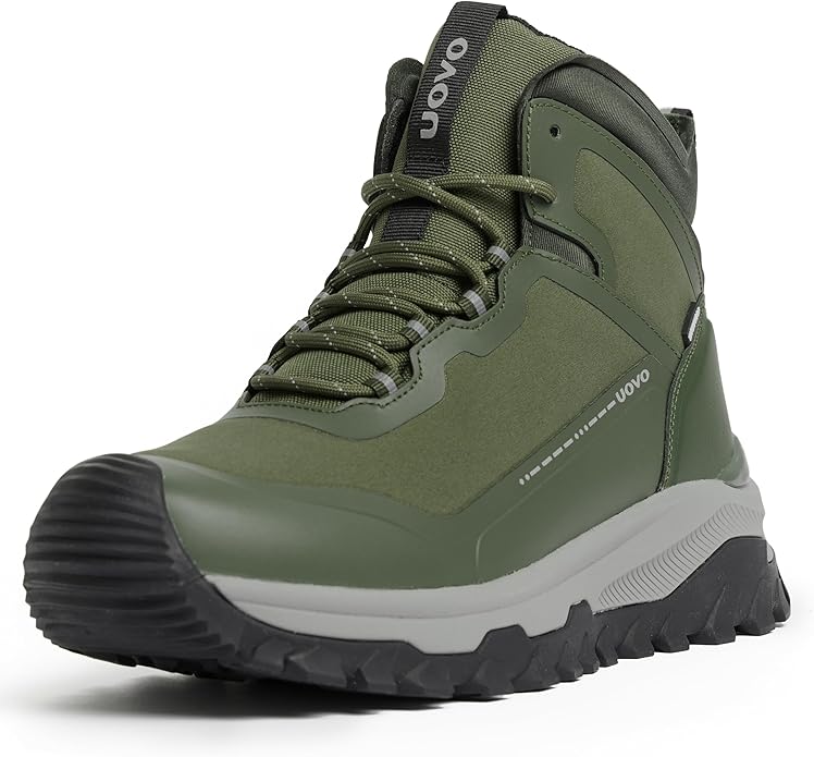 UOVO Men's Waterproof Hiking Boots – All-Season Non-Slip Outdoor Work & Trail Footwear