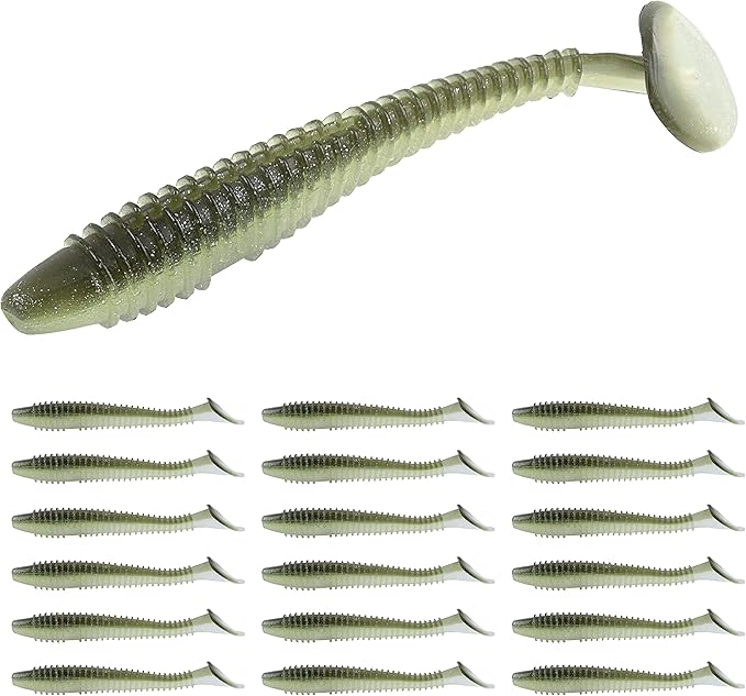 RUNCL Swimbaits Paddle 10/20/30/40PCS, 5/4/3/2 Inchs Paddle Tail, Soft Lure for Trout Crappie Bass, Durable Plastic Bait Swimmer for Saltwater/Freshwater, Fishing Lover's Gift