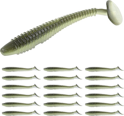 RUNCL Swimbaits Paddle 10/20/30/40PCS, 5/4/3/2 Inchs Paddle Tail, Soft Lure for Trout Crappie Bass, Durable Plastic Bait Swimmer for Saltwater/Freshwater, Fishing Lover's Gift