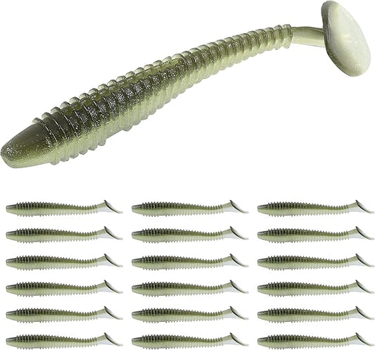 RUNCL Swimbaits Paddle 10/20/30/40PCS, 5/4/3/2 Inchs Paddle Tail, Soft Lure for Trout Crappie Bass, Durable Plastic Bait Swimmer for Saltwater/Freshwater, Fishing Lover's Gift
