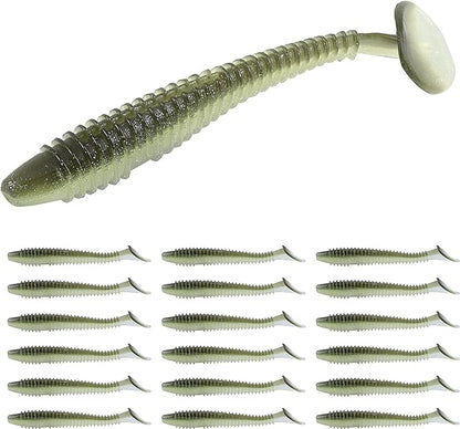 RUNCL Swimbaits Paddle 10/20/30/40PCS, 5/4/3/2 Inchs Paddle Tail, Soft Lure for Trout Crappie Bass, Durable Plastic Bait Swimmer for Saltwater/Freshwater, Fishing Lover's Gift