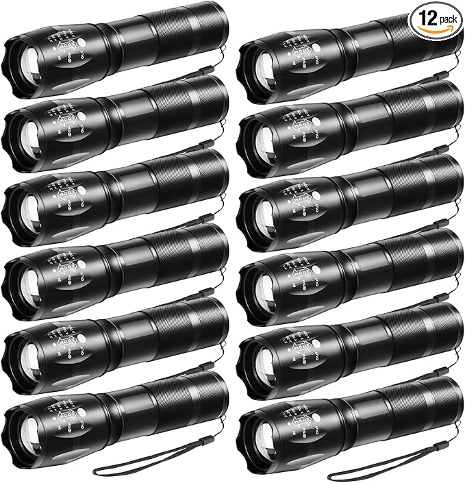 12Pack LED Flashlights High Lumens, 5Mode Tactical Flashlight for Home, Small Flashlights Powerful, Pocket Flashlight Battery Powered, Adjustable Torch Light, Mini Flash Light for Emergencies Camping