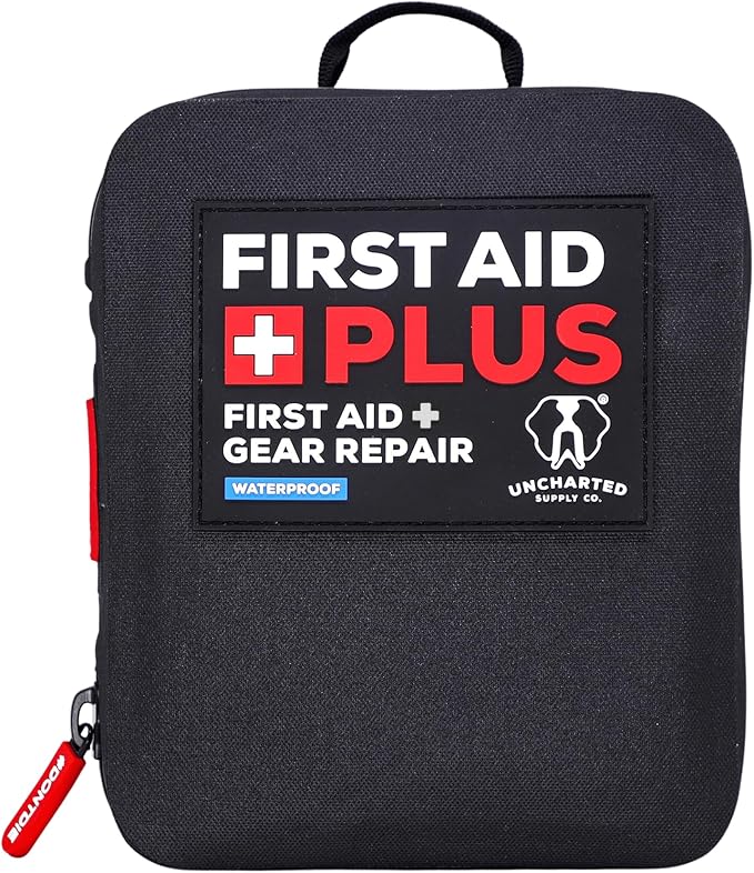 Uncharted Supply Co. First Aid Plus – Waterproof First Aid & Survival Kit with Rip-Away MOLLE Backer – Packed with Medical Supplies & Tools for Trucks, Boats, ATVs, and Outdoor Emergencies