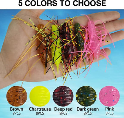 Eupheng Silicone Soft Dice Fishing Lures with Multiple Tentacles, Handmade Slow Sink Bass Fishing Soft Plastic Baits for Drop Shot, Finesse, Wacky Rig