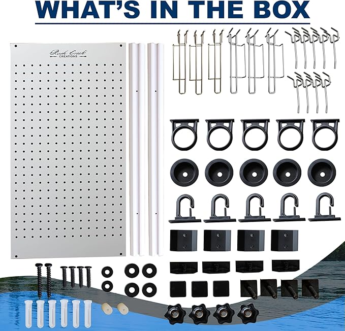 Rush Creek Creations - Fishing Rod Holder for Garage, Fishing Pole Rack Wall Mount & Tackle Storage, No Limit Vertical Fishing Rod Rack Holder, Modular Wall Unit, Fishing Pole Rods Rack