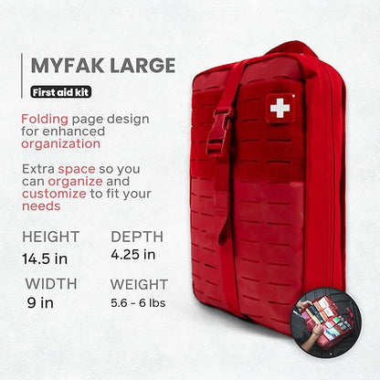 My Medic MYFAK Large Standard - HSA FSA First Aid Kit - Comprehensive Home Medical Kit with 150 Items - IFAK for Camping Car or Boat - Red