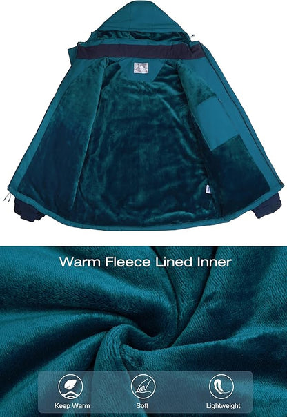 CAMELSPORTS Mens Winter Jacket Waterproof Warm Snow Ski Jackets Faux Fur Fleece Rain Coats with Removable Hood