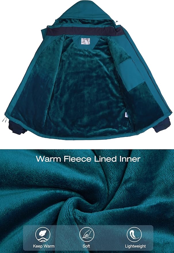 CAMELSPORTS Mens Winter Jacket Waterproof Warm Snow Ski Jackets Faux Fur Fleece Rain Coats with Removable Hood