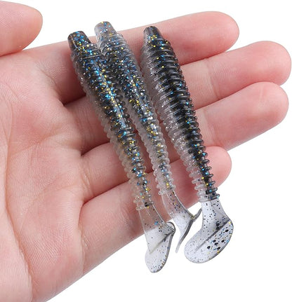 RUNCL Swimbaits Paddle 10/20/30/40PCS, 5/4/3/2 Inchs Paddle Tail, Soft Lure for Trout Crappie Bass, Durable Plastic Bait Swimmer for Saltwater/Freshwater, Fishing Lover's Gift