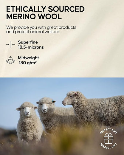 DANISH ENDURANCE Merino Wool Long Sleeve for Women, Thermal Vests for Women, Base Layer Underwear Tops, Winter Thermals