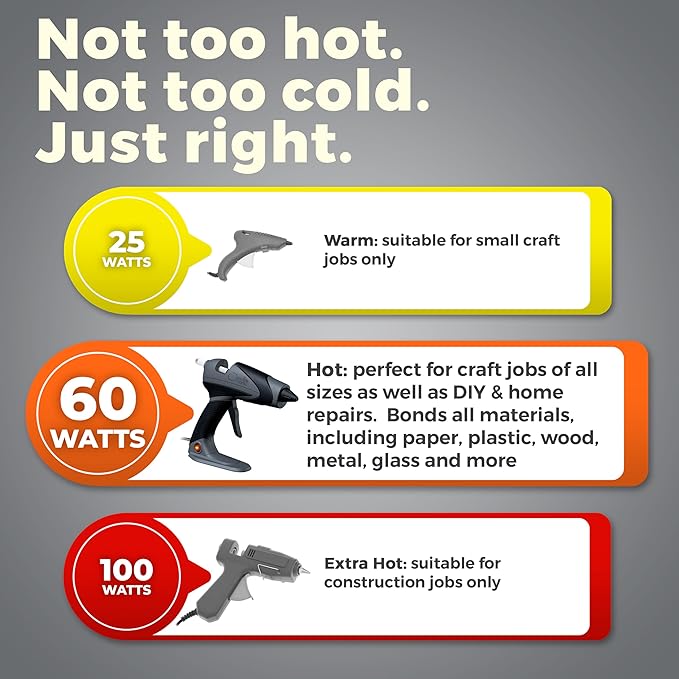 Chandler Tool Full Size Hot Glue Gun And Sticks Set for Crafts and DIY Pistola De Silicona Caliente Inalambrica Complete Heavy Duty Hot Glue Gun Kit With 10 Jumbo Glue Sticks (Grey/Black)