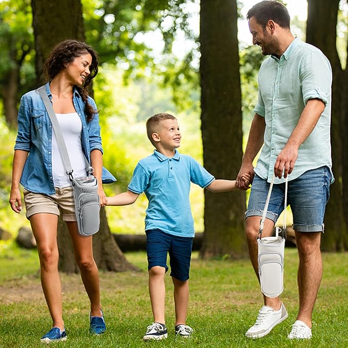 Water Bottle Carrier Bag with Phone Pocket for Stanley Cup 40/30 oz, Water Bottle Holder with Adjustable Strap& Straw Cover, Stanley Cup Accessories