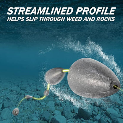 Dr.Fish 50 Pack Bullet Fishing Sinkers Worm Weights Lead Fishing Weights Bass Fishing Sinker Freshwater Texas Carolina Rig Punch Shot