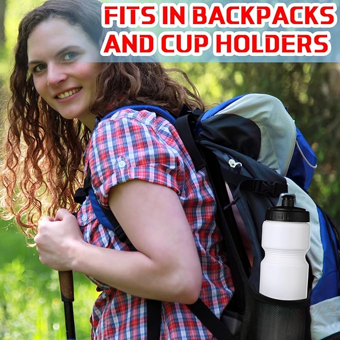 Sunnyray 10 Pcs Squeeze Sports Water Bottle 23 oz Reusable Sports Water Bottle Blank Plastic Water Bottles with Pull Top Cap for Kids Adults Sports Fitness Bike, Dishwasher Safe (White)