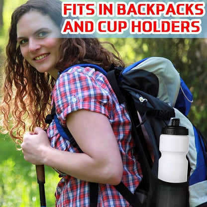 Sunnyray 10 Pcs Squeeze Sports Water Bottle 23 oz Reusable Sports Water Bottle Blank Plastic Water Bottles with Pull Top Cap for Kids Adults Sports Fitness Bike, Dishwasher Safe (White)