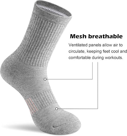 Gonii Women Athletic Crew Socks 5-6 Pairs - Comfort & Cushioned for Running, Hiking, Sports Arch Compression Socks