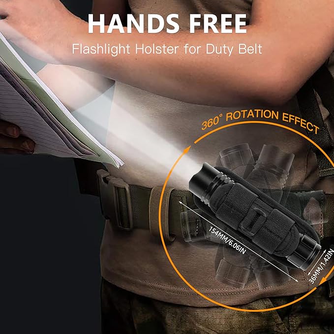 KunHe Rechargeable Flashlight Handheld Flashlights Tactical Flashlight with Belt Holster Bright LED Duty Flash Light with 4 Modes Long Lasting IPX7 Water Resistant