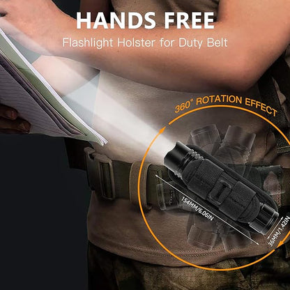 KunHe Rechargeable Flashlight Handheld Flashlights Tactical Flashlight with Belt Holster Bright LED Duty Flash Light with 4 Modes Long Lasting IPX7 Water Resistant