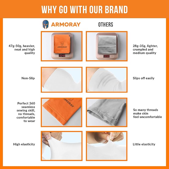 ARMORAY Arm Sleeves for Men or Women - Tattoo Cover Up - Cooling Sports Sleeve for Basketball Golf Football