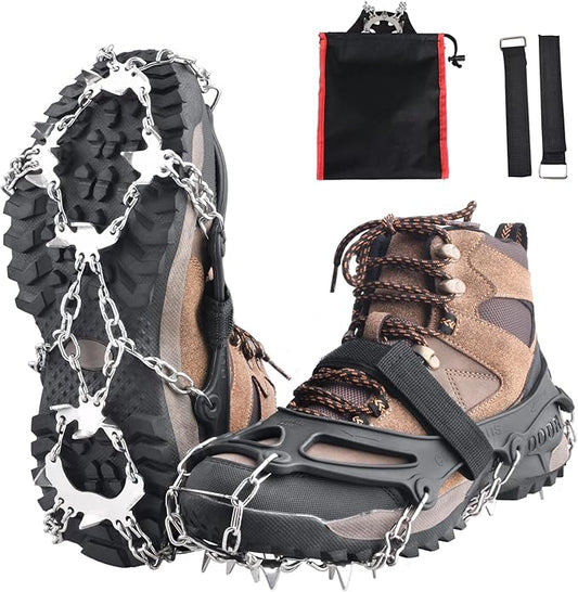 TRIWONDER Crampons for Boots Shoes Traction Ice Cleats Snow Grips Anti Slip Stainless Steel Micro Spikes for Hiking Fishing Walking Climbing Jogging Mountaineering