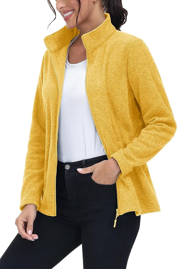 MAGCOMSEN Fleece Jacket Women Zip UP Lightweight Soft Polar Warm Winter Jackets for Women with Pockets Outdoor Hiking