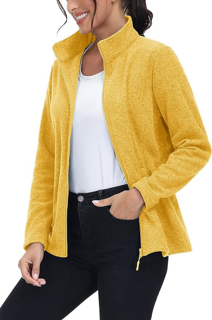 MAGCOMSEN Fleece Jacket Women Zip UP Lightweight Soft Polar Warm Winter Jackets for Women with Pockets Outdoor Hiking