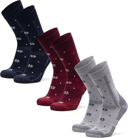 DANISH ENDURANCE Merino Wool Hiking Crew Socks for Men & Women, Cushioned Anti-Blister, Breathable - 3 Pairs