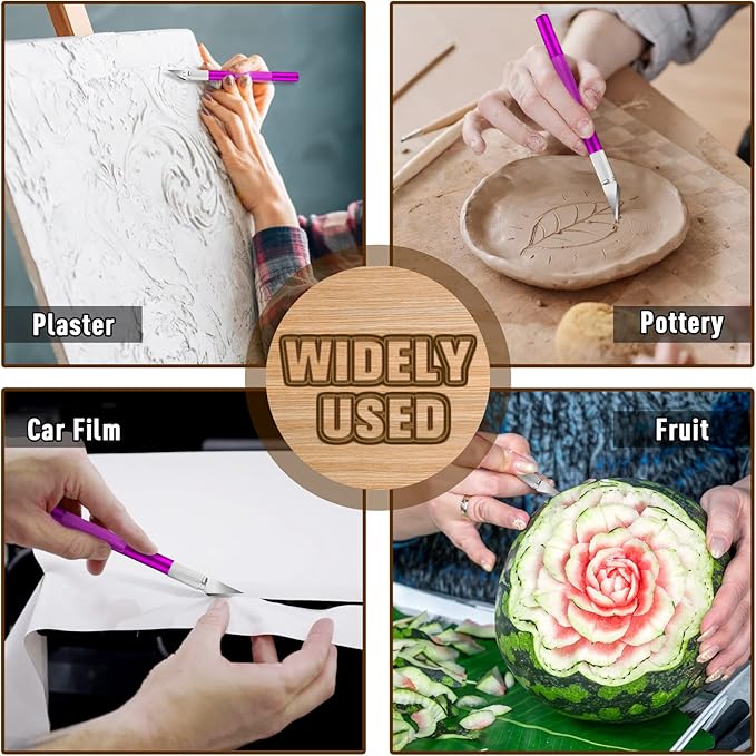 DIYSELF 2 Pack Exacto Knife for Crafts, Precision Knife Exacto Blades, Hobby Knife for Models, Craft Knife for Scrapbooking, Carving Knife for Stencil, Art, 20 Extra Blades(Purple)