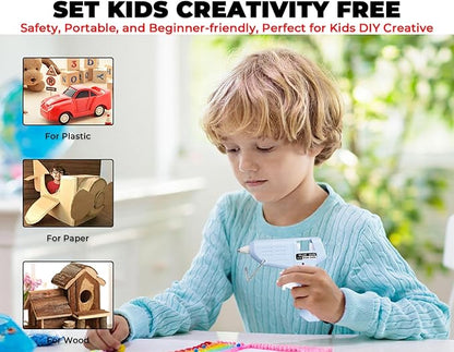 Hot Glue Gun, 20W Fast‑Preheating High‑Temp Mini Hot Melt Glue Gun Kit with 30 Glue Sticks (100mm x 7mm) for School Projects, DIY, Arts & Crafts, Quick Home Repairs