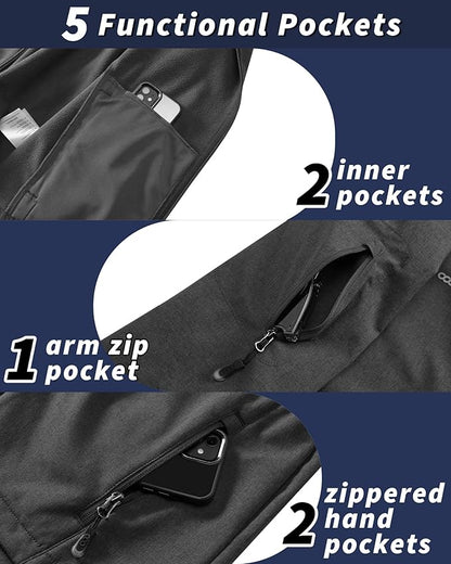 33,000ft Men's Hooded Softshell Jacket Waterproof Lightweight Insulated Windbreaker Fleece Lined Rain Shell Jacket