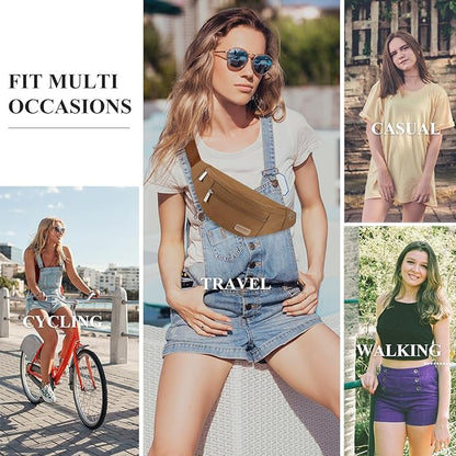 MAXTOP Large Crossbody Fanny Pack with 4-Zipper Pockets,Gifts for Enjoy Sports Festival Workout Traveling Running Casual Hands-Free Wallets Waist Pack Phone Bag Carrying All Phones