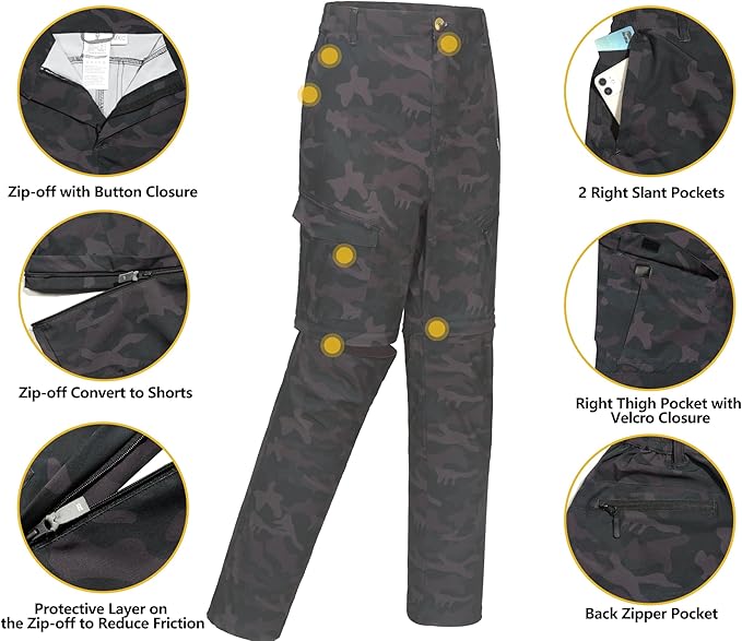Little Donkey Andy Men's Stretch Convertible Pants, Zip-Off Quick-Dry Hiking Pants, UV Protection, Lightweight