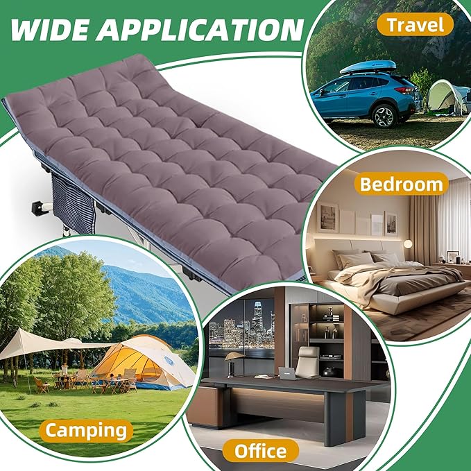 79" L x 32" W x 18" H Camping Cot with Comfortable Mattress for Adults Oversize XXL Cots for Sleeping Camping Bed Folding Cot Heavy Duty with Carry Bag for Home Outdoor Travel