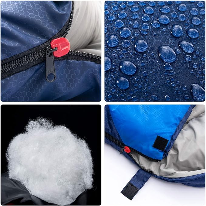 BISINNA Sleeping Bag with Pillow - 4 Season Backpacking Sleeping Bag Lightweight Waterproof Warm and Washable for Adults, Kids, Women, Men's Outdoors Camping, Hiking, Mountaineering