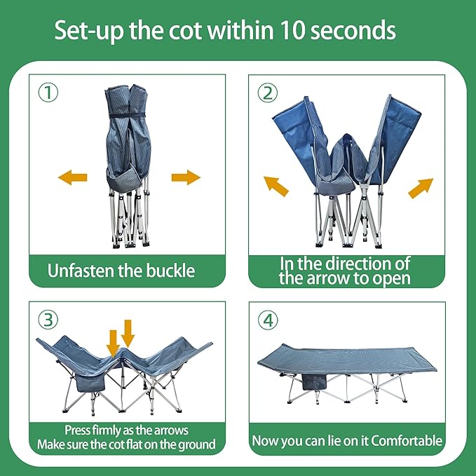 79" L x 32" W x 18" H Camping Cot with Comfortable Mattress for Adults Oversize XXL Cots for Sleeping Camping Bed Folding Cot Heavy Duty with Carry Bag for Home Outdoor Travel