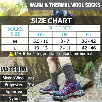 EBMORE 5 Pairs Womens Merino Wool Hiking Socks Thermal Warm Winter Boot Crew Cushion Work Gift Socks