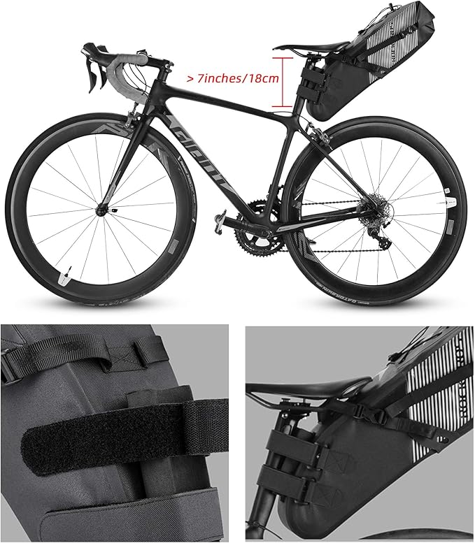 ROCKBROS Bikepacking Bag Waterproof Bike Saddle Bag Large Capacity Bikepacking Seat Bag Road Mountain Bike Seat Bag Max 10L