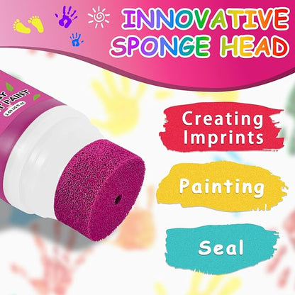 Baby Hand and Footprint Kit with Sponge Head, Baby Ink Hand and Footprint Kit, 1.69 fl oz Non-Toxic and Washable, Paw Print Kit for Dogs Suitable for Babies and Pets, Newborn Memento, Pink