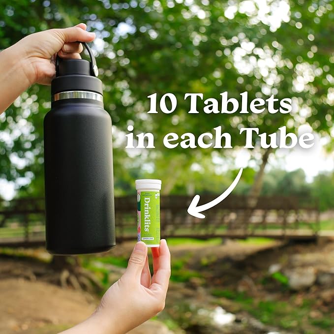Drinklits Lemon Lime Electrolyte Tablets for Hydration | Great Taste - 0g Sugar - Essential Electrolytes - Daily Use | Single Tube (10 Tablets/Servings)