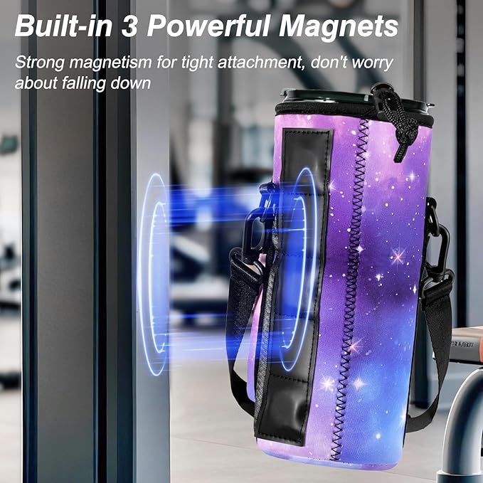 Nuovoware Water Bottle Carrier Bag,25oz/40oz/64oz Bottle Pouch Holder,Adjustable Shoulder Hand Strap 2 Pocket Sling Neoprene Sleeve Sports Accessories for Hiking Travelling Camping