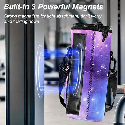 Nuovoware Water Bottle Carrier Bag,25oz/40oz/64oz Bottle Pouch Holder,Adjustable Shoulder Hand Strap 2 Pocket Sling Neoprene Sleeve Sports Accessories for Hiking Travelling Camping