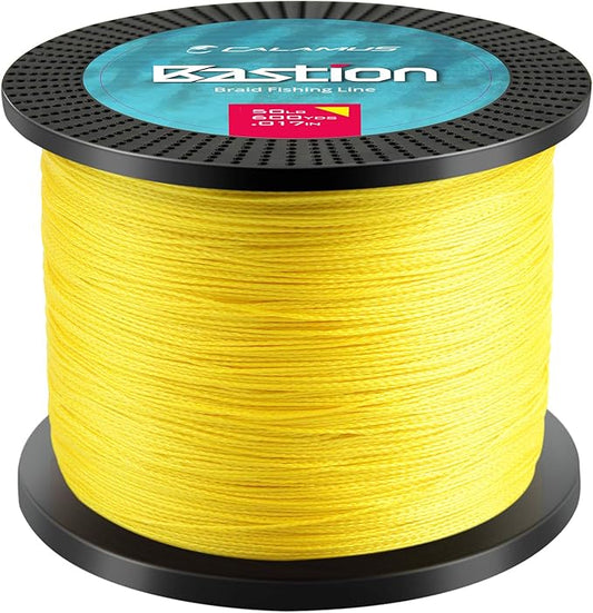 Calamus Bastion Braided Fishing Line -Abrasion Resisting Braided Lines – Thin Diameter Superline – Zero Stretch – 4 Strand MultiTuf Fiber Braid Line
