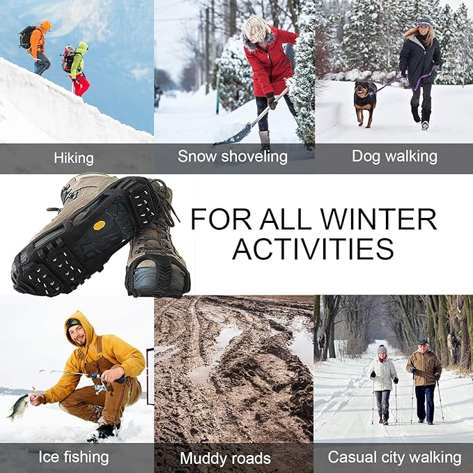 Limm Ice Snow Traction Cleats - Lightweight Crampon Cleats for Walking on Snow & Ice - Anti Slip Grippers Fasten Quickly & Easily Over Footwear - Protable Grips for Shoes and Boots