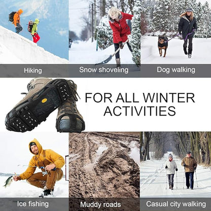 Limm Ice Snow Traction Cleats - Lightweight Crampon Cleats for Walking on Snow & Ice - Anti Slip Grippers Fasten Quickly & Easily Over Footwear - Protable Grips for Shoes and Boots