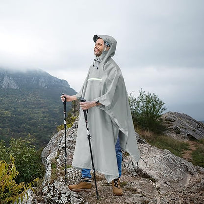 Andake Waterproof Rain Poncho for Adults Unisex,230T Ripstop Polyester,Raincoat Gear with Transparent Viewing Window Outdoors