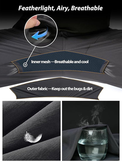 Mens Hiking Pants Lightweight Cargo Work Tactical Nylon Stretch Waterproof Quick Dry Fishing Travel Outdoor 6 Pockets