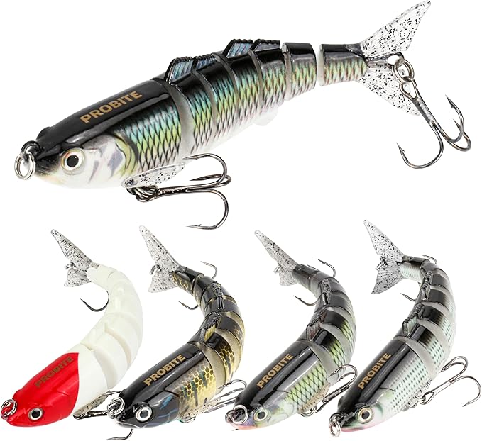 5PCS Lifelike Fishing Lures – Multi-Jointed Swimbait for Bass, Trout, Crappie, Walleye, Pike, Realistic Action with 3D Fish Eyes and Sharp Hooks, Perfect for Fishing Kits in Saltwater & Freshwater