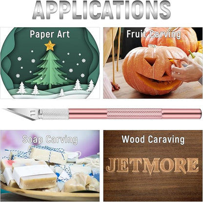 10 Pack Exacto Knife Set – Precision Craft Knife, Hobby Knife, and Art Knife Kit for Cutting, Carving, Engraving, Scrapbooking, and DIY (Pink)