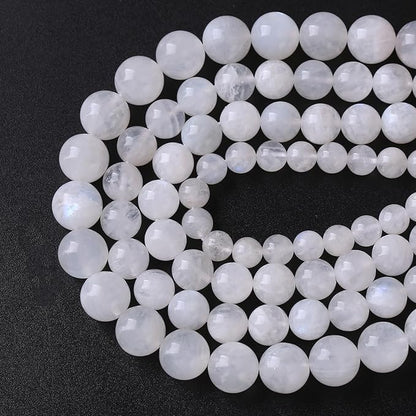 160PCS 4MM Natural Stone White Moonstone Gemstone Semi Precious Beads for Jewelry Making DIY Bracelet