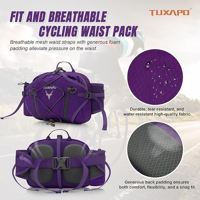 Fanny Pack for Women Purple Waist Bags Wolarge Running Packs Outdoor Belt Bag for Cycling Hiking Travel Festival Gifts